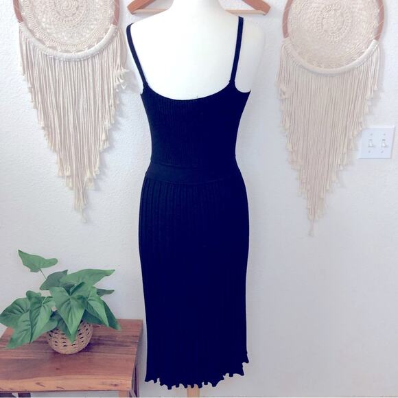 Milly black knit ribbed knit midi dress large - Picture 4 of 6